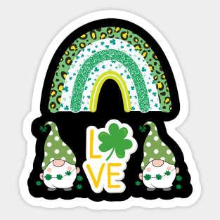 Love St. Patrick's Day Clover Leaf Rainbow Sticker